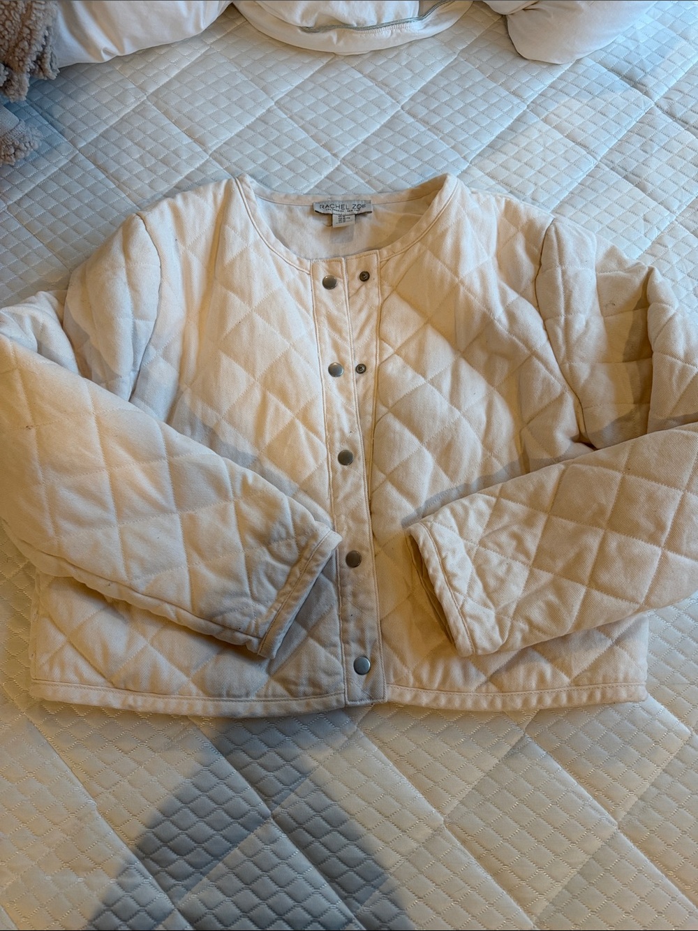 Rachel Zoe Quilted Snap-Front Jacket - Cream